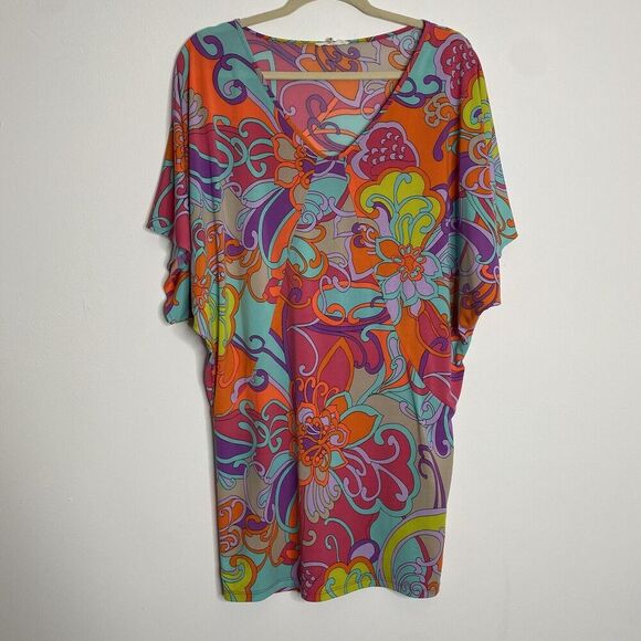 Trina Turk Tunic Dress Cover Up Multicolor‎ Retro Size M - Picture 1 of 3